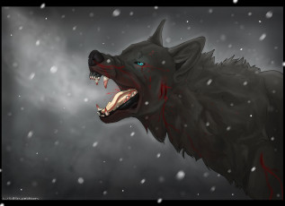 Картинка рисованные животные +сказочные +мифические волк пасть клыки