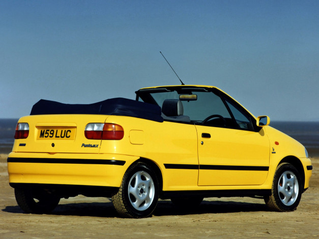 Обои картинки фото автомобили, fiat, cabrio, punto, yellow