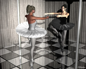 Картинка 3д+графика люди+ people девушки балерины фон взгляд