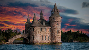 Картинка города -+дворцы +замки +крепости закат река замок