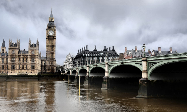 Обои картинки фото города, лондон , великобритания, мост, лондон, река, дома