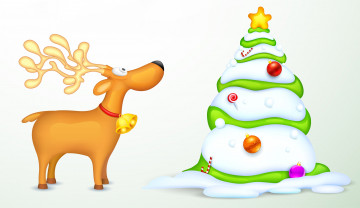 Картинка праздничные векторная+графика+ новый+год елка олень