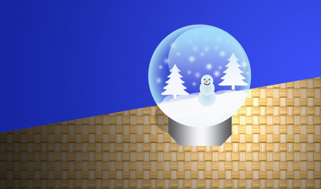 Обои картинки фото праздничные, векторная графика , новый год, шар, ели, снеговик