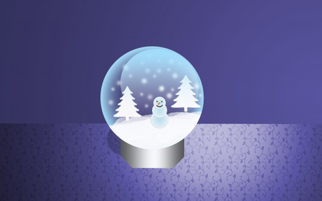 Обои картинки фото праздничные, векторная графика , новый год, ели, снеговик, шар