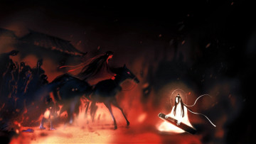 Картинка аниме mo+dao+zu+shi вэй усянь лань ванцзы гуцинь лошадь пожар