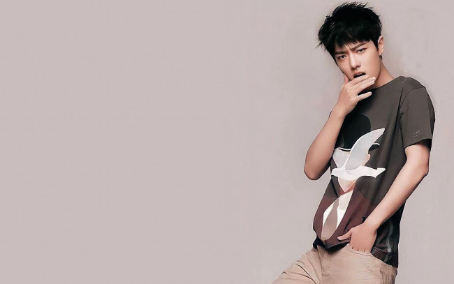 Обои картинки фото мужчины, xiao zhan, актер, футболка