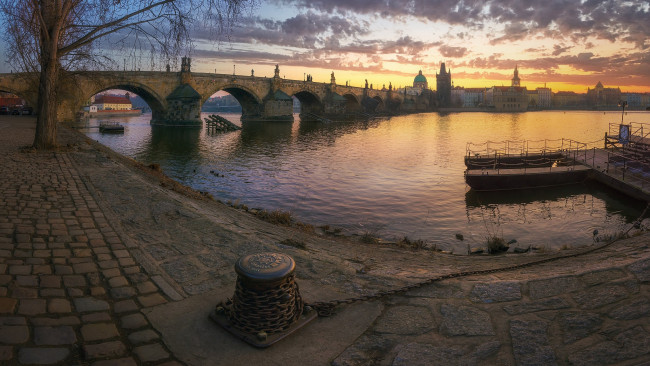 Обои картинки фото города, прага , чехия, река, влтава, мост