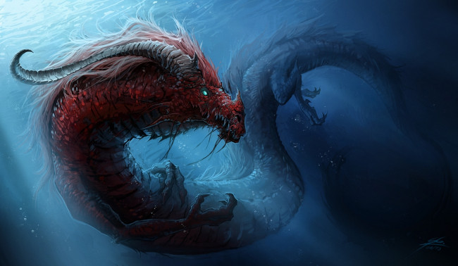 Обои картинки фото фэнтези, драконы, существо, чудовище, монстр, глубина, море