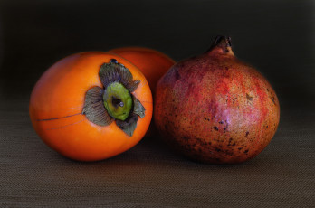 Картинка еда фрукты +ягоды гранат хурма