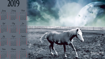 Картинка календари компьютерный+дизайн конь планета лошадь
