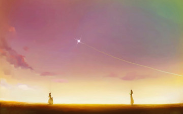 Картинка аниме tengen+toppa+gurren-lagann люди звезда небо