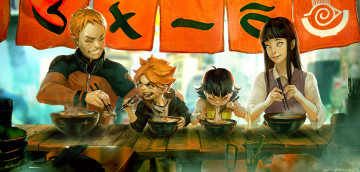 Картинка аниме naruto узумаки семья хамавари боруто рамен кафе хината наруто