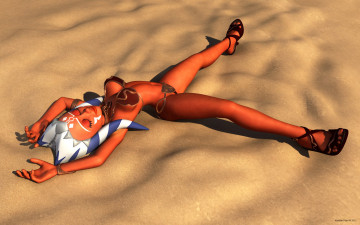 Картинка 3д графика creatures существа девушка песок