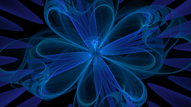 Обои картинки фото 3д, графика, fractal, фракталы, цветок, линии, синий
