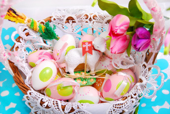 Картинка праздничные пасха цветы праздник яйца барашек