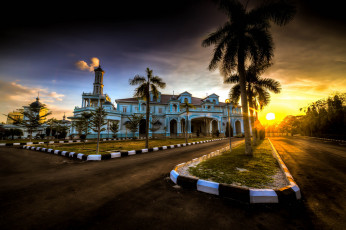 Картинка mosque+muar+johor города -+мечети +медресе мечеть закат