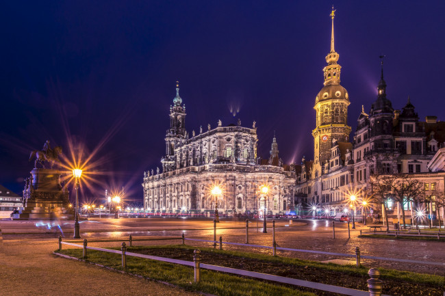 Обои картинки фото dresden, города, дрезден , германия, ночь, огни