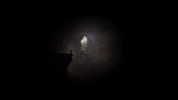Картинка рисованное природа пещера свет человек обрыв