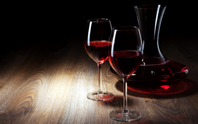 Обои картинки фото еда, напитки,  вино, красное, вино, бокалы, графин