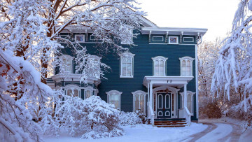 Картинка города -+здания +дома дом зима снег
