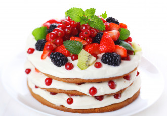 Картинка еда пирожные кексы печенье тортик ягоды ежевика смородина киви клубника