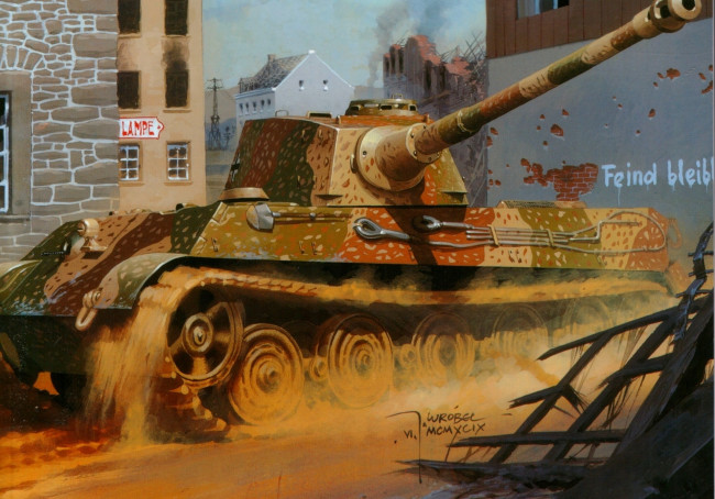 Обои картинки фото рисованные, армия, wrobel, тяжелый, танк