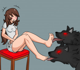 Картинка рисованные комиксы девушка волки
