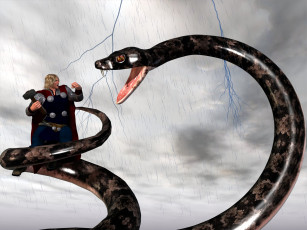 Картинка 3д графика fantasy фантазия змея воин