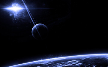 Картинка космос арт кольца туманность планеты звезды