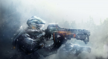 Картинка фэнтези люди оружие снег зима солдаты будущее