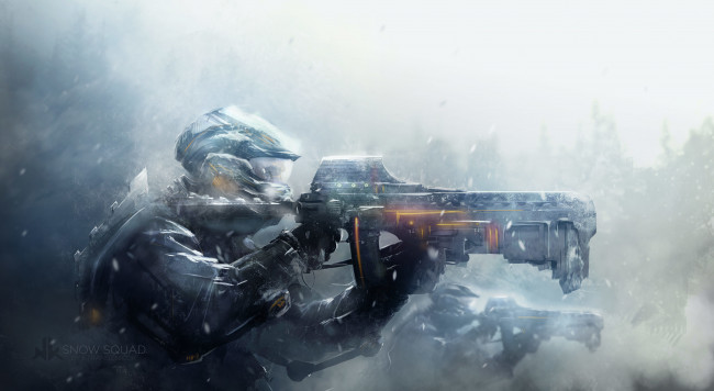 Обои картинки фото фэнтези, люди, оружие, снег, зима, солдаты, будущее