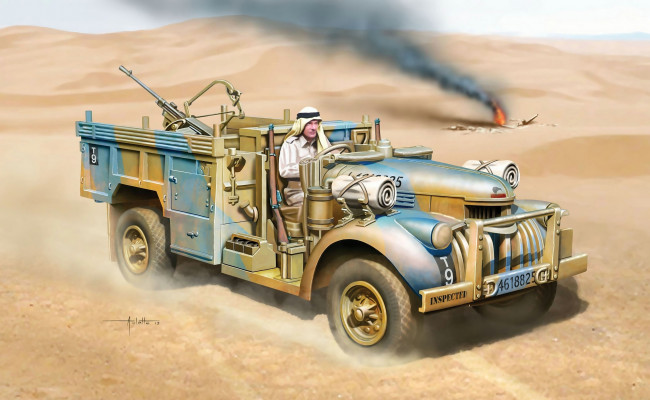 Обои картинки фото рисованные, армия, пустыня, автомобиль, оружие