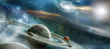 Картинка космос арт кольца планета