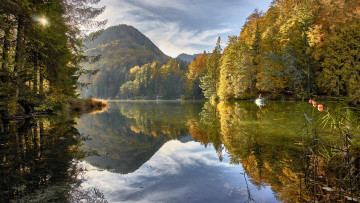 Картинка природа реки озера австрия куфштайн осень озеро альпы
