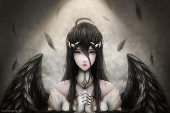 Картинка повелитель аниме overlord девушка демоница взгляд крылья albedo