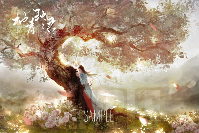 Обои картинки фото аниме, mo dao zu shi, вэй, усянь, лань, ванцзы, дерево, цветы