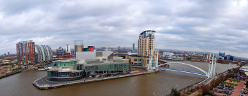 Картинка манчестер англия города панорамы мост река здания