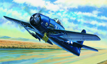 Картинка рисованные авиация f8f1 bearcat самолёт