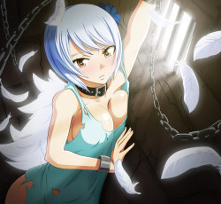 Картинка аниме fairy+tail skycreed арт девушка yukino aguria ошейник грудь сказка о хвосте феи fairy tail цепь перья