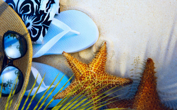 Картинка разное одежда +обувь +текстиль +экипировка очки сланцы шляпа лето пляж отдых starfish каникулы sun sand accessories beach summer vacation