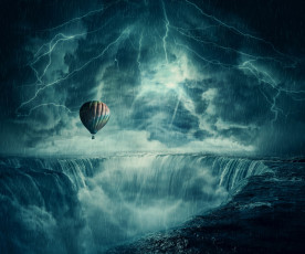 Картинка авиация воздушные+шары гроза воздушный шар дождь молния
