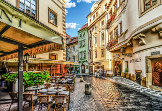 Картинка города прага+ Чехия старый город кафе улица