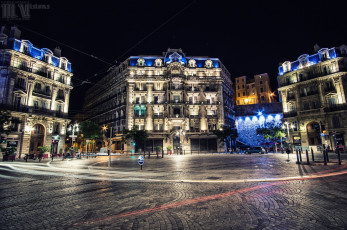Картинка города марсель+ франция огни вечер площадь