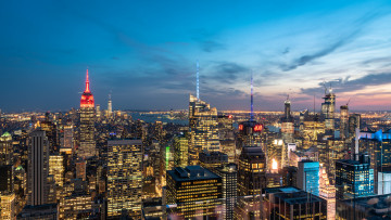 Картинка downtown+manhattan города нью-йорк+ сша огни ночь