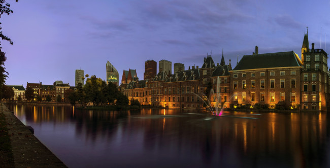 Обои картинки фото гаага, нидерланды, города, - огни ночного города