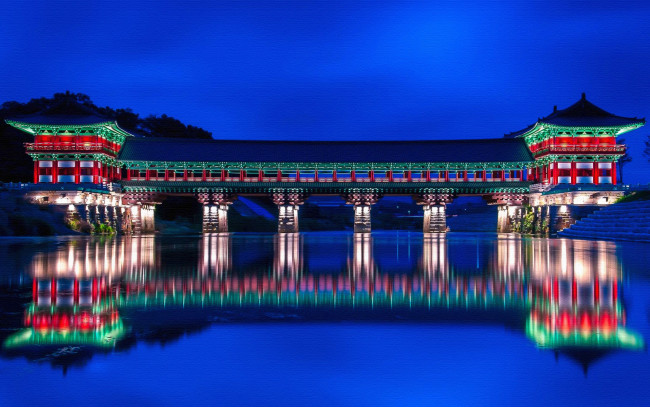 Обои картинки фото woljeonggyo bridge, города, - здания,  дома, отражение, мост, сооружение, азия, южная, корея
