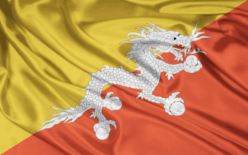 Картинка разное флаги гербы дракон оранжевый фон желтый цвет королевство бутан