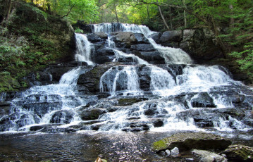 Картинка природа водопады водопад камни лес река каскад