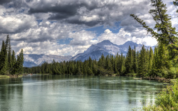 Картинка vermillion lakes banff national park alberta canada природа реки озера альберта банф озёра вермилион канада горы лес