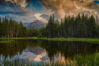 Картинка природа реки озера сша штат калифорния национальный парк йосемити небо облака горы лес озеро отражения